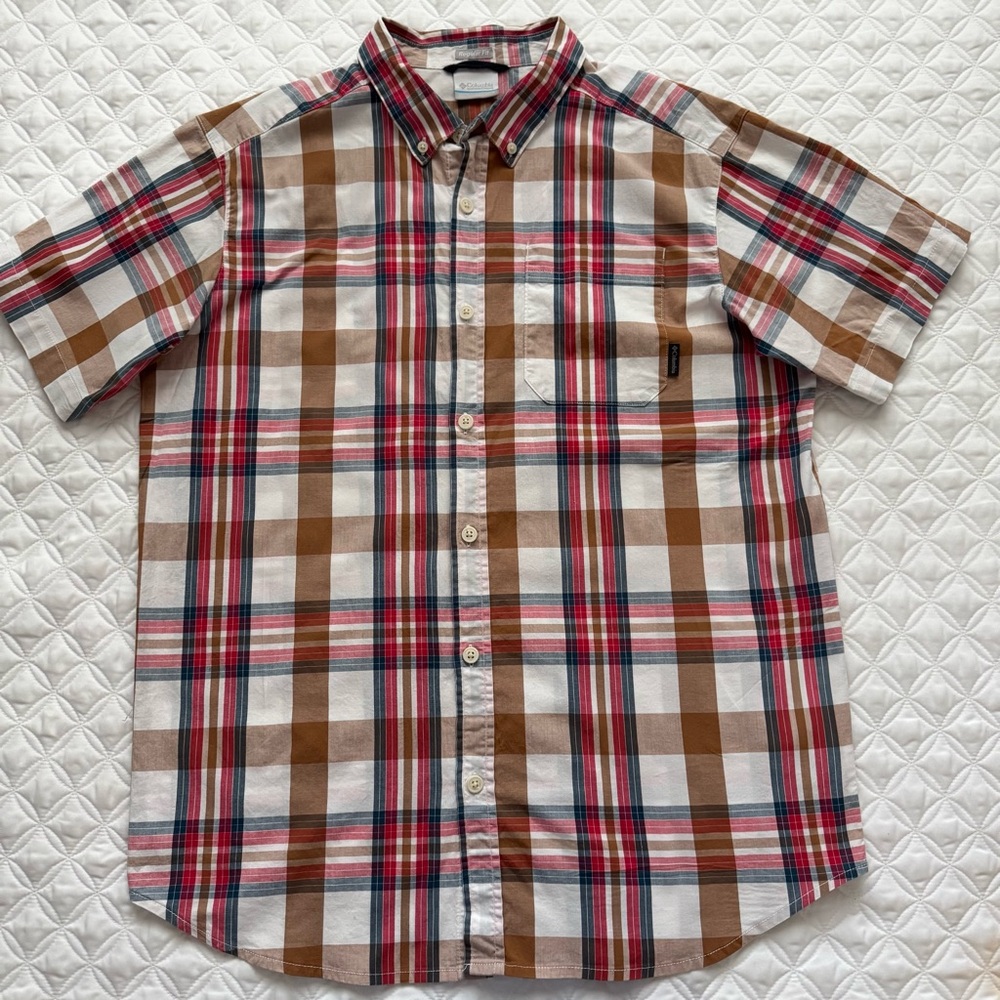 Columbia Men's Rapid Rivers II Short Sleeve Plaid Button Down Shirt Size Large